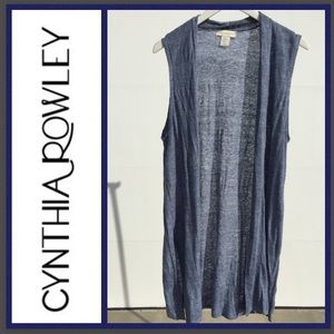 Sleeveless Blue Linen Long Sweater